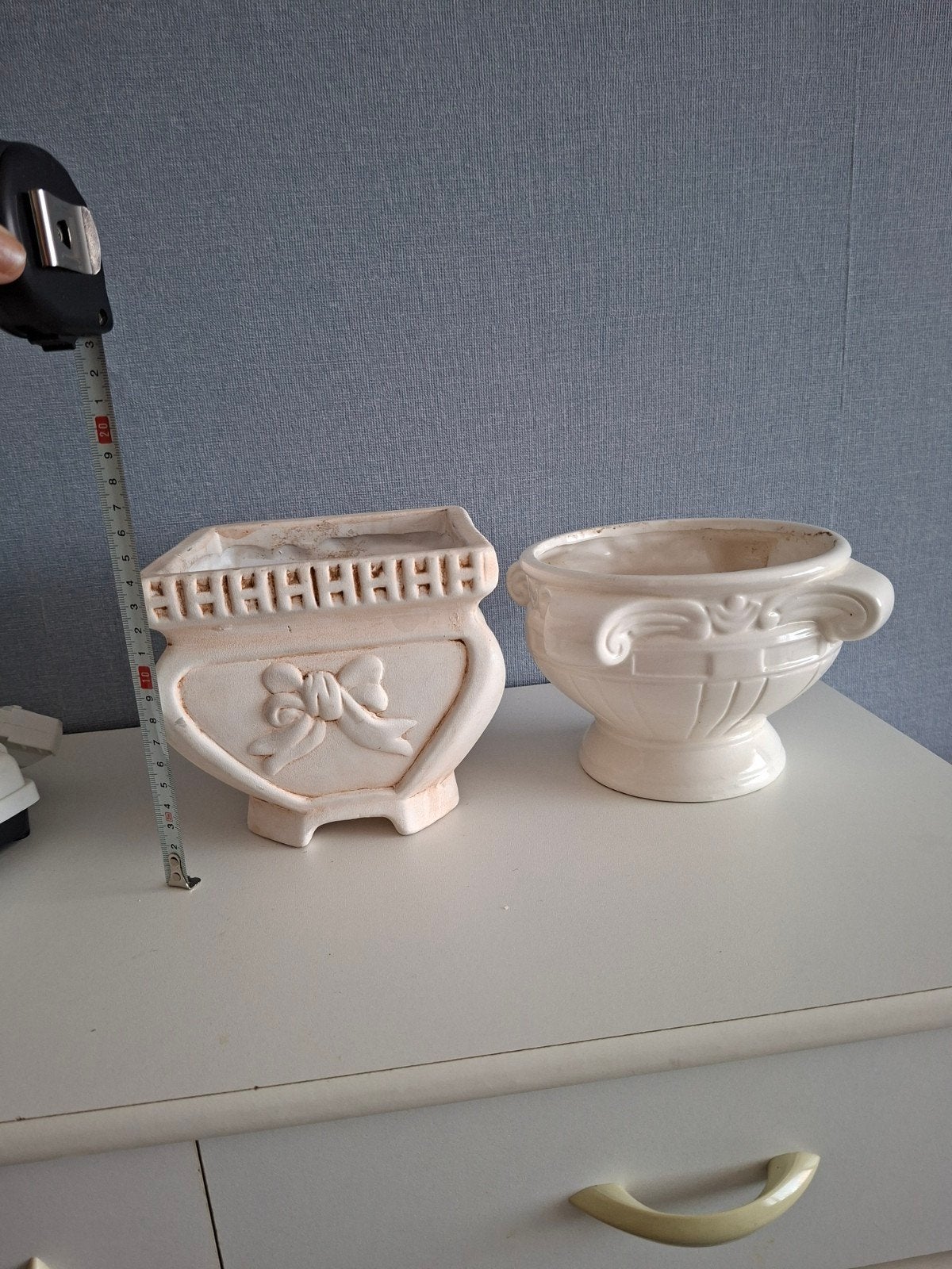 Romeinse/ Griekse vierkante bloempot als nieuw., Antiek en Kunst, Ophalen