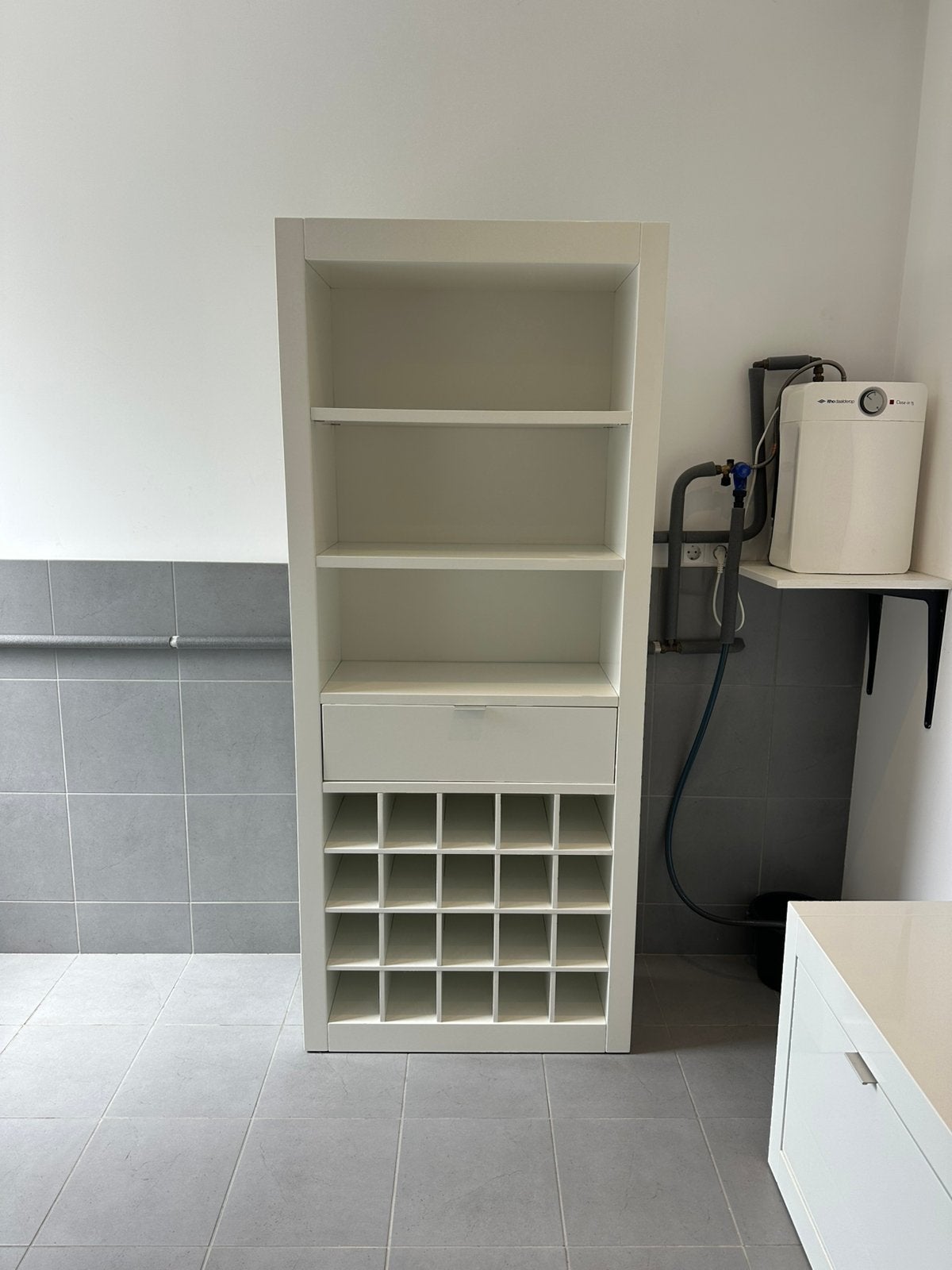 Witte hoogglans drankkast - bezorgen mogelijk, Huis en Inrichting, Kasten | Buffetkasten, Ophalen, Gebruikt, 200 cm of meer, 50 tot 100 cm