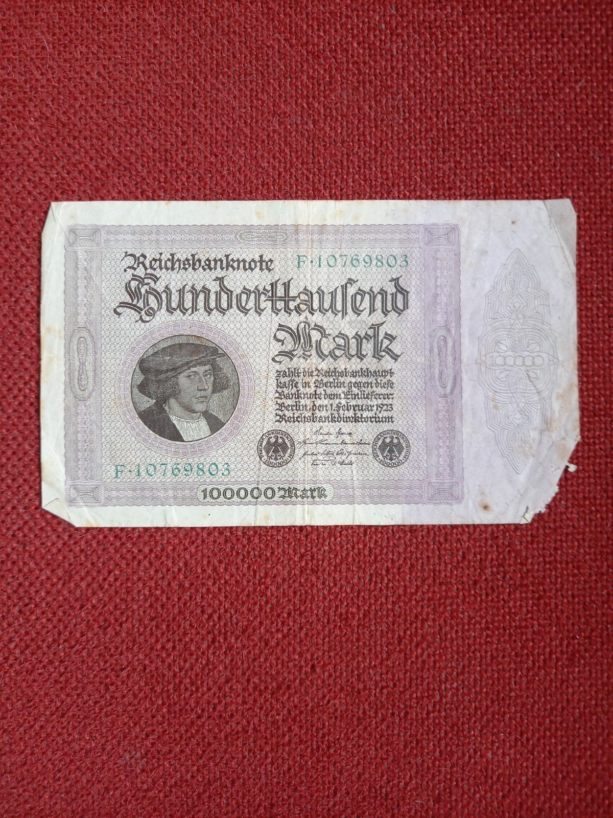 Duits bankbiljet 100.000 Mark uit 1923 - Hyperinflatie, Ophalen of Verzenden
