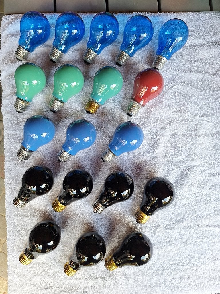 Vintage gekleurde gloeilampen, kopspiegel, spots, Meerkleurig, Gloeilamp, Nieuw, E27 (groot)
