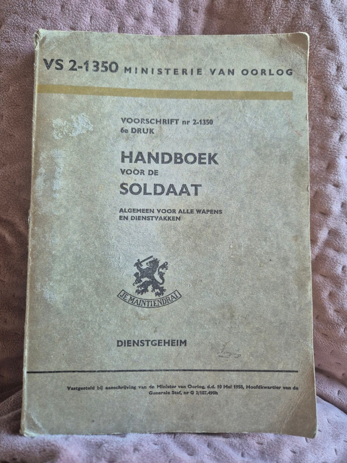 Handboek voor de Soldaat - Ministerie van Oorlog 1958, Boeken, Oorlog en Militair, Ophalen of Verzenden
