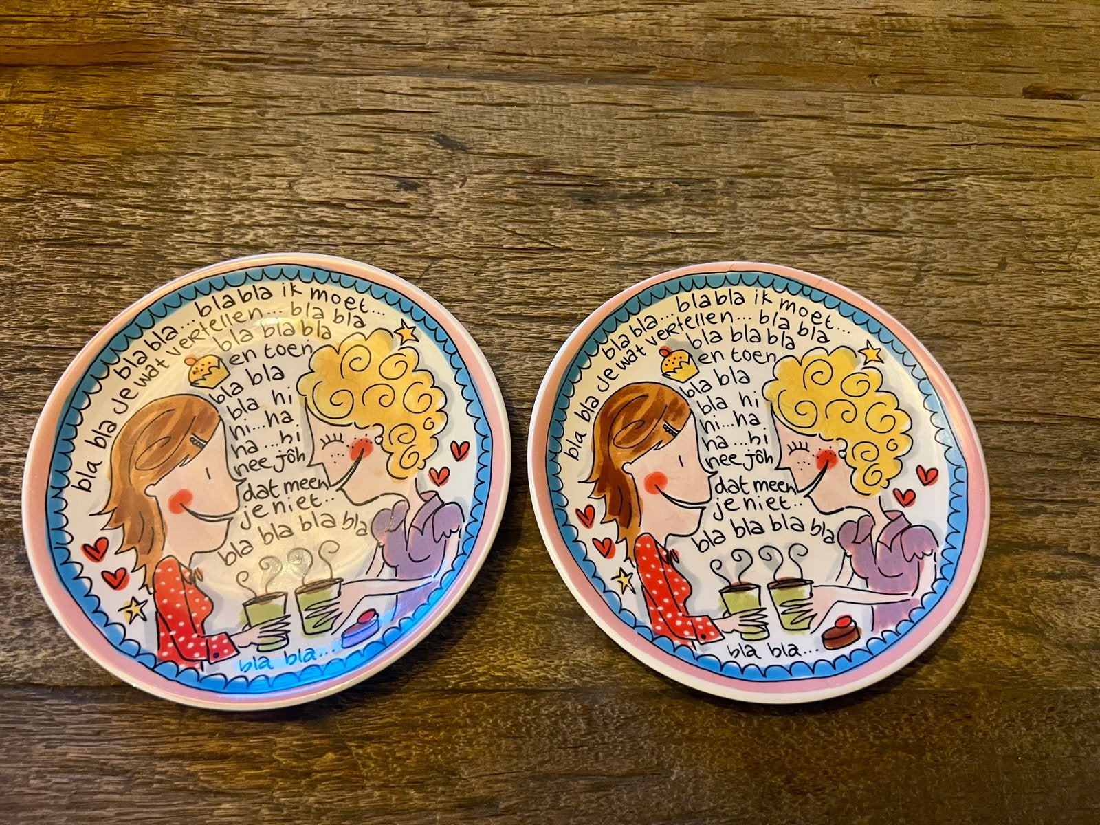 2x bordje Blond Amsterdam, serie ‘Blablabla, Huis en Inrichting, Ophalen of Verzenden, Zo goed als nieuw, Bord(en), Aardewerk