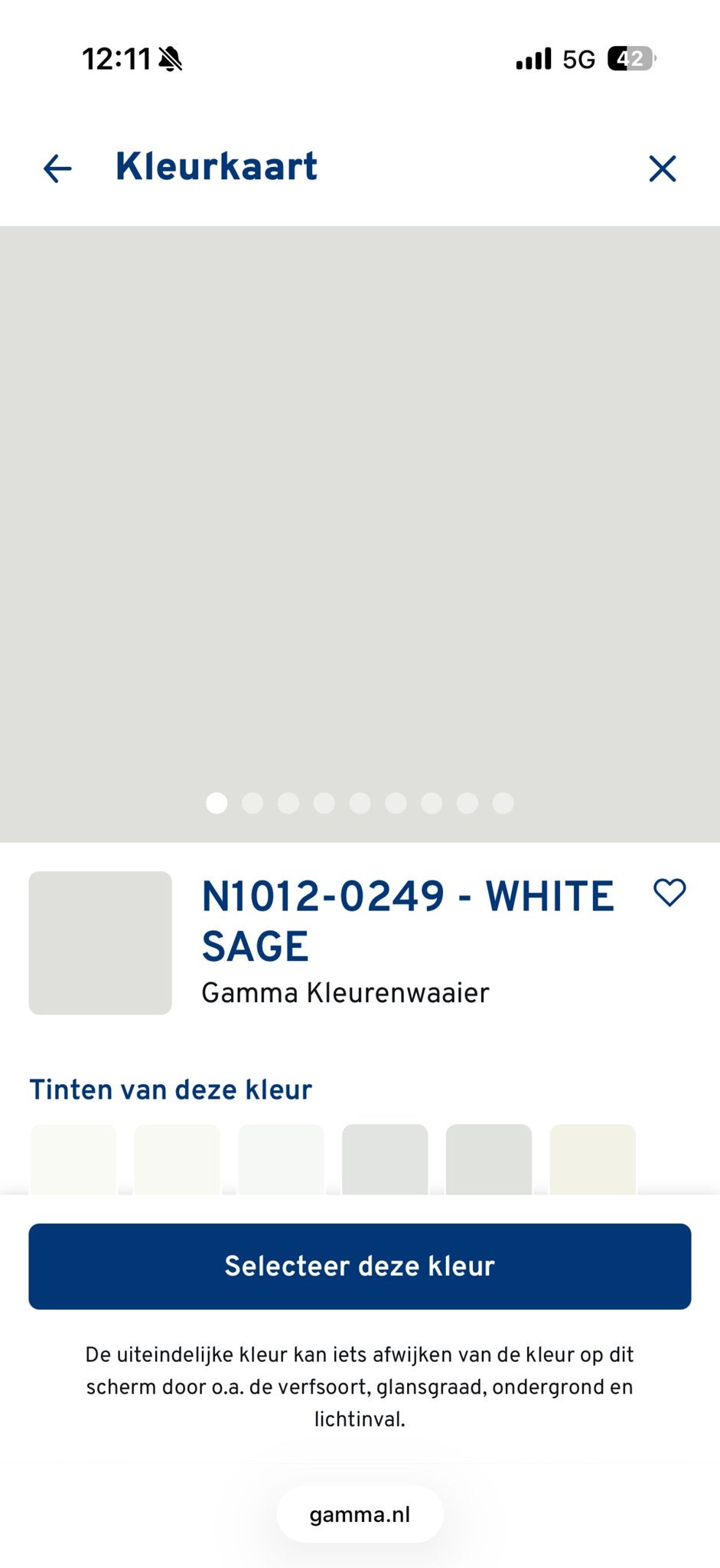 Nieuwe Gamma muurverf White Sage 20 liter, Ophalen, Overige kleuren, Nieuw, Verf
