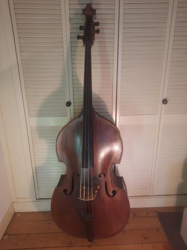 Solide Duitse 3/4 contrabas - goede leerlingbas ~80 jaar oud, Muziek en Instrumenten, Strijkinstrumenten | Contrabassen, Ophalen