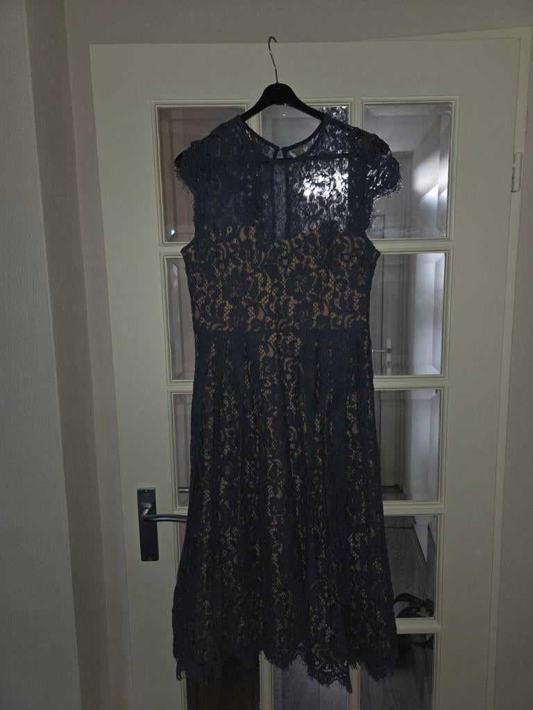 Feestelijke blauwe jurk met kant en onderjurk 40, Kleding | Dames, Jurken, Maat 38/40 (M), H&M, Blauw, Ophalen of Verzenden