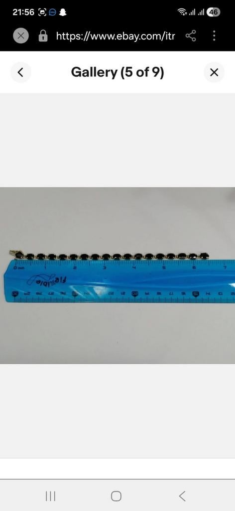 Vintage Donker Saffier 14k Gouden Dames Tennisarmband, Ophalen, Gebruikt, Blauw, Met edelsteen