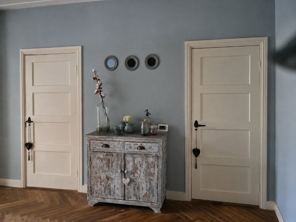 Dressoir / brocante kast met verweerde look (Ibiza stijl), Huis en Inrichting, Kasten | Dressoirs, Ophalen, Zo goed als nieuw