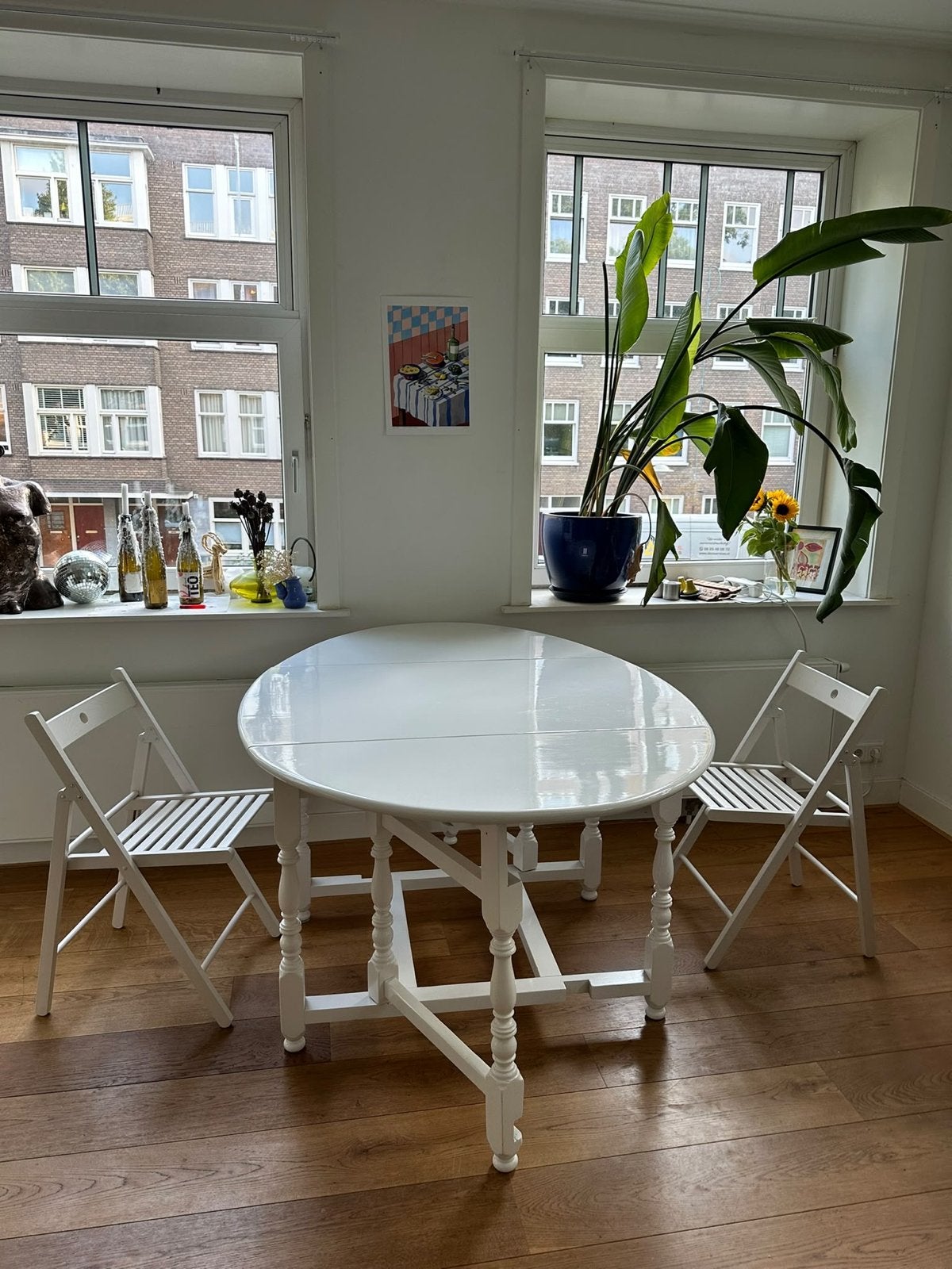 Uitschuifbare klaptafel wit - Eettafel, Ophalen, 100 tot 150 cm, Vintage, Zo goed als nieuw