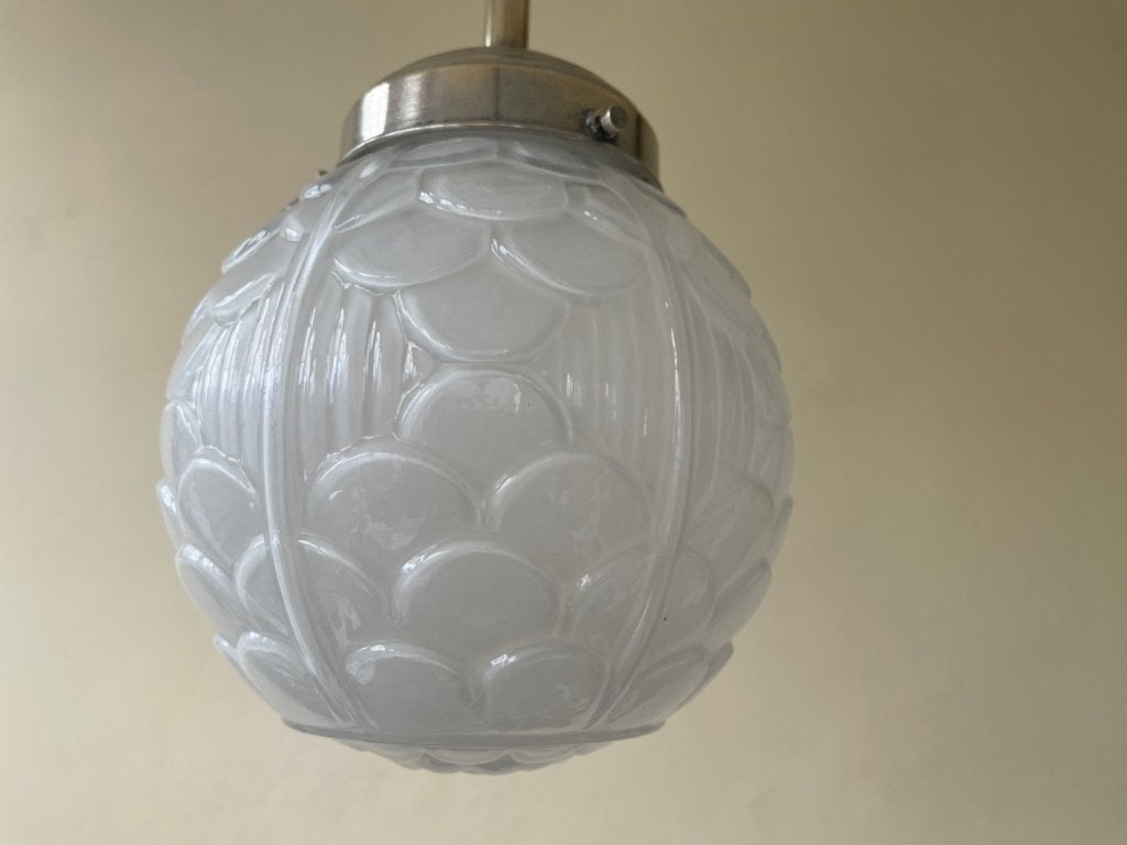 Lamp Hanglamp opaline bol Gestileerd art deco 1930 Frans, Ophalen of Verzenden