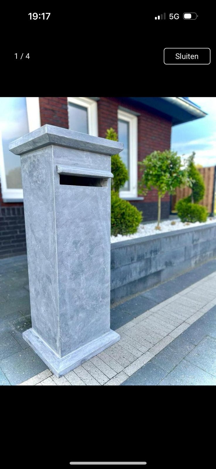 Natuursteen brievenbus model 001 - NIEUW - uit voorraad, Ophalen of Verzenden, Nieuw, Hardsteen, Staande brievenbus