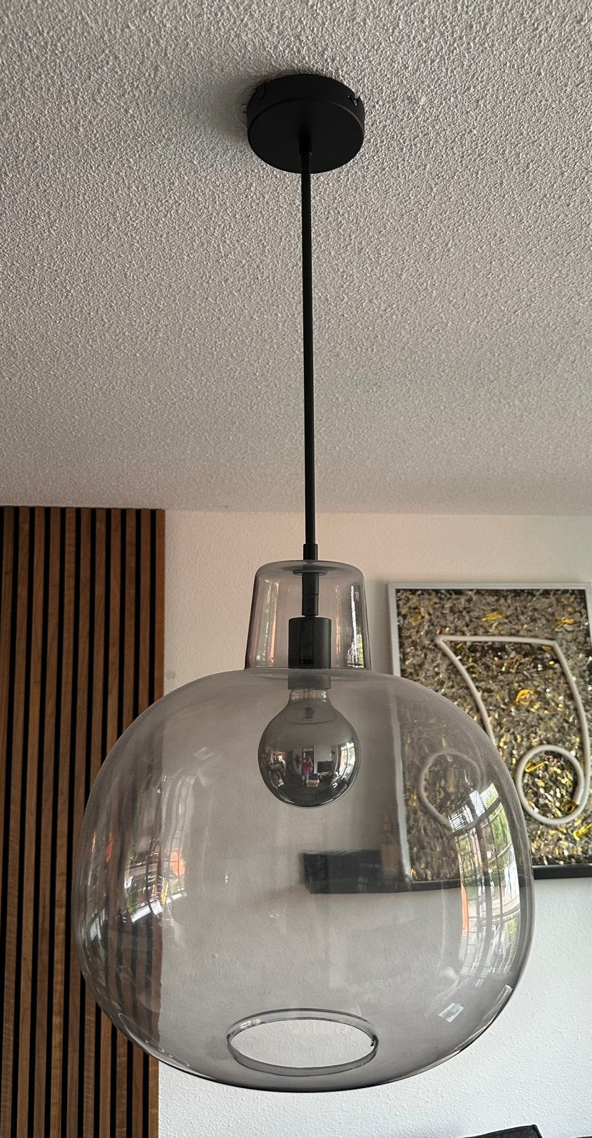 Hanglamp sjors karwei rookglas, Ophalen, Zo goed als nieuw, Glas, E14 (klein)