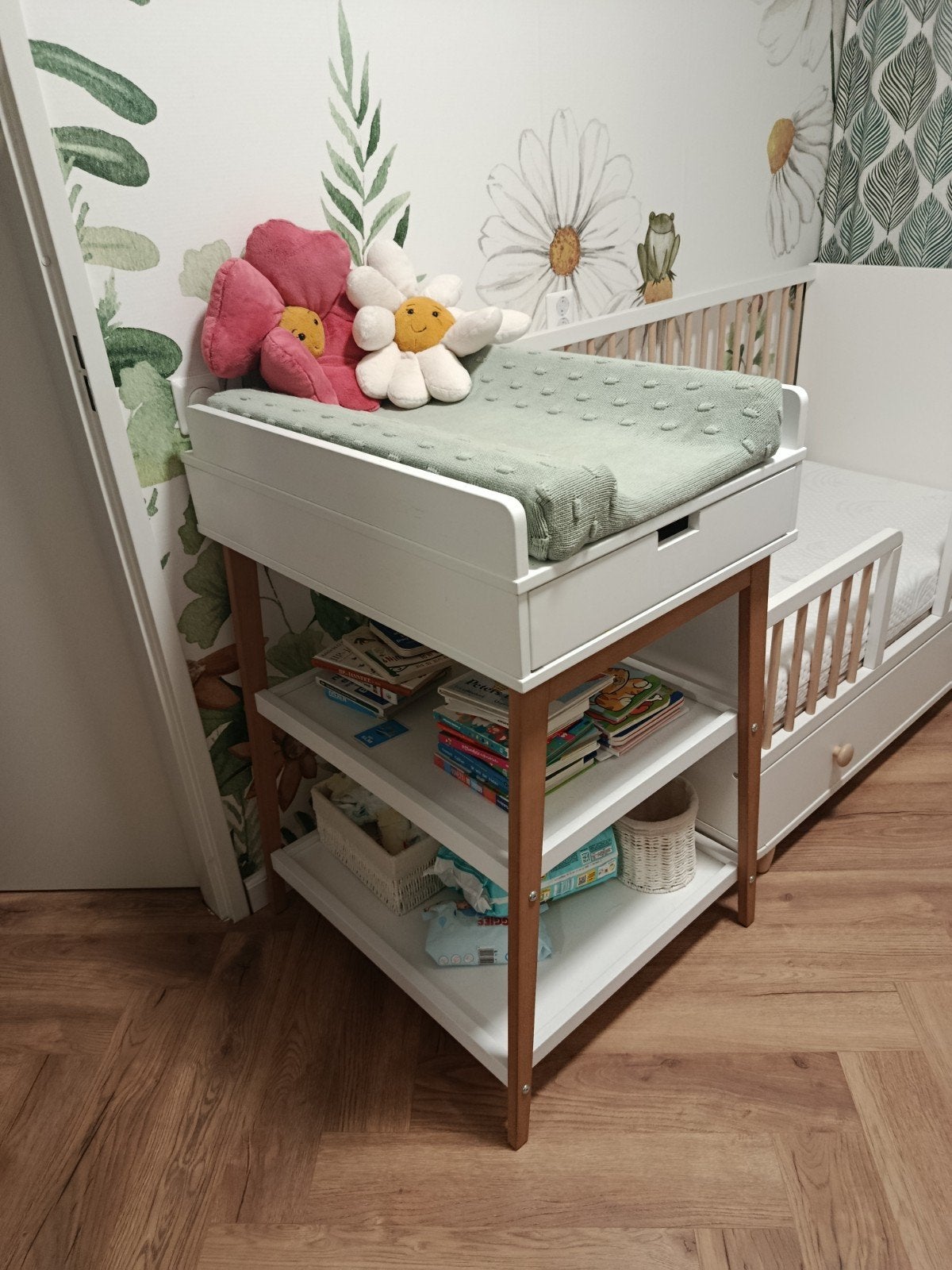 Quax Hip Luiertafel met Lade – Wit/Naturel – Als Nieuw, Ophalen, 50 tot 70 cm, Zo goed als nieuw, 75 tot 100 cm