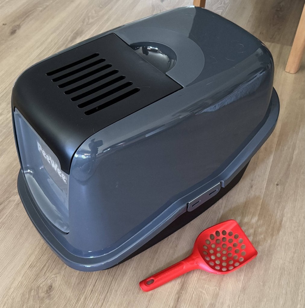 PeeWee EcoHûs kattenbak zwart grijs, Ophalen of Verzenden, Zo goed als nieuw, Gesloten