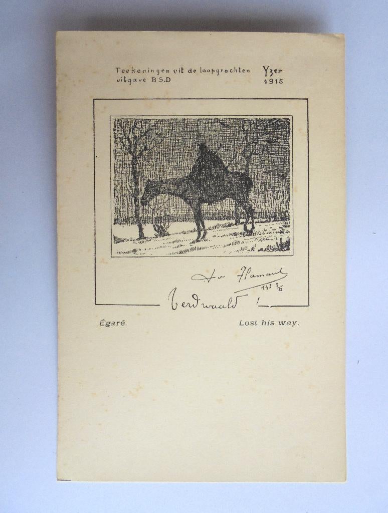 Ansichtkaart 'Teekeningen uit de loopgraven YPER 1915' WO1., Verzamelen, Ophalen of Verzenden, Voor 1920, Ongelopen, Noord-Brabant