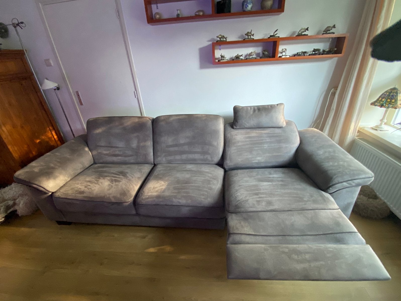 GRATIS Luxe lederen 3 zits bank relax functie motion Italia, Ophalen, 250 tot 300 cm, Driepersoons, Zo goed als nieuw