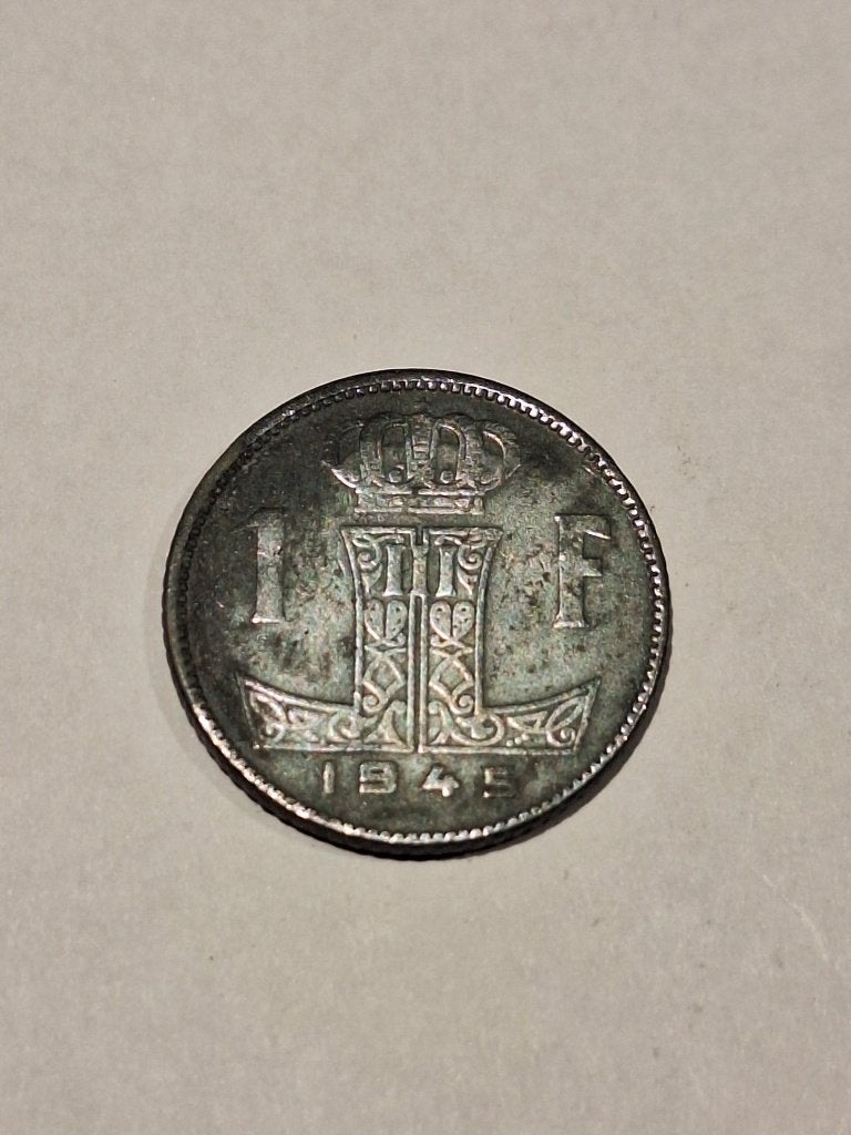 munt België 1 franc 1945 NF zink, Ophalen of Verzenden, Overig, Losse munt