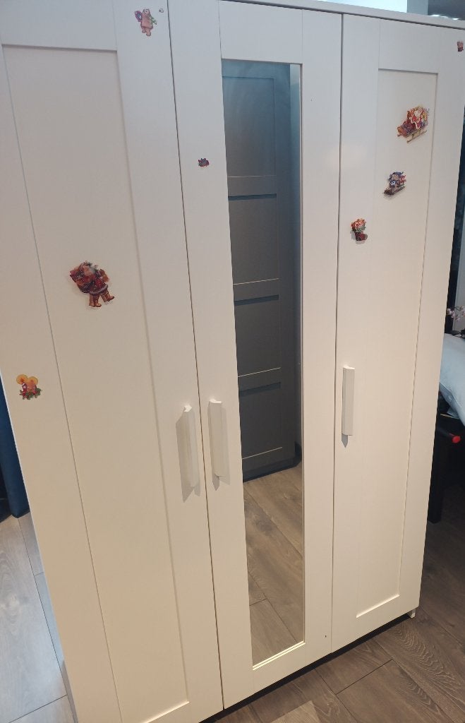 Witte kledingkast met spiegeldeur [IKEA Pax], Ophalen, Met deur(en), Gebruikt, 100 tot 150 cm