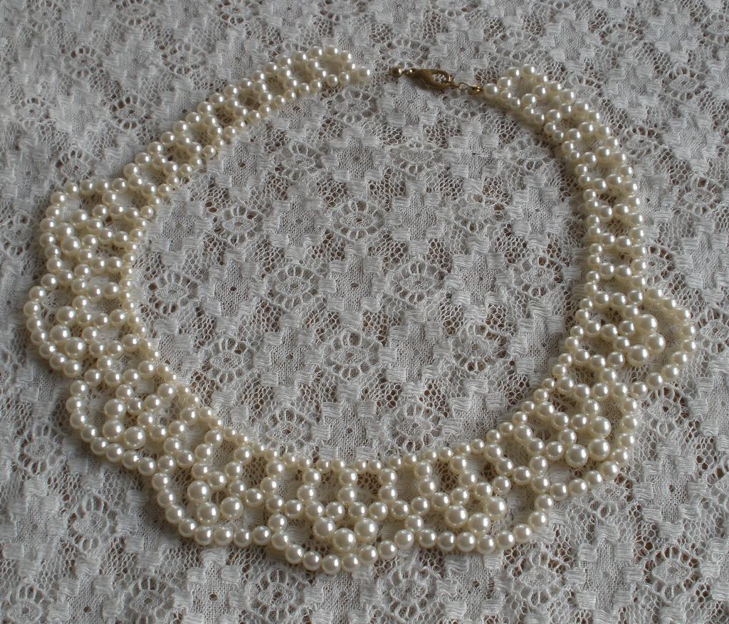 Vintage parel (nep parels) kraagketting, Ophalen of Verzenden, Gebruikt, Overige kleuren, Overige materialen