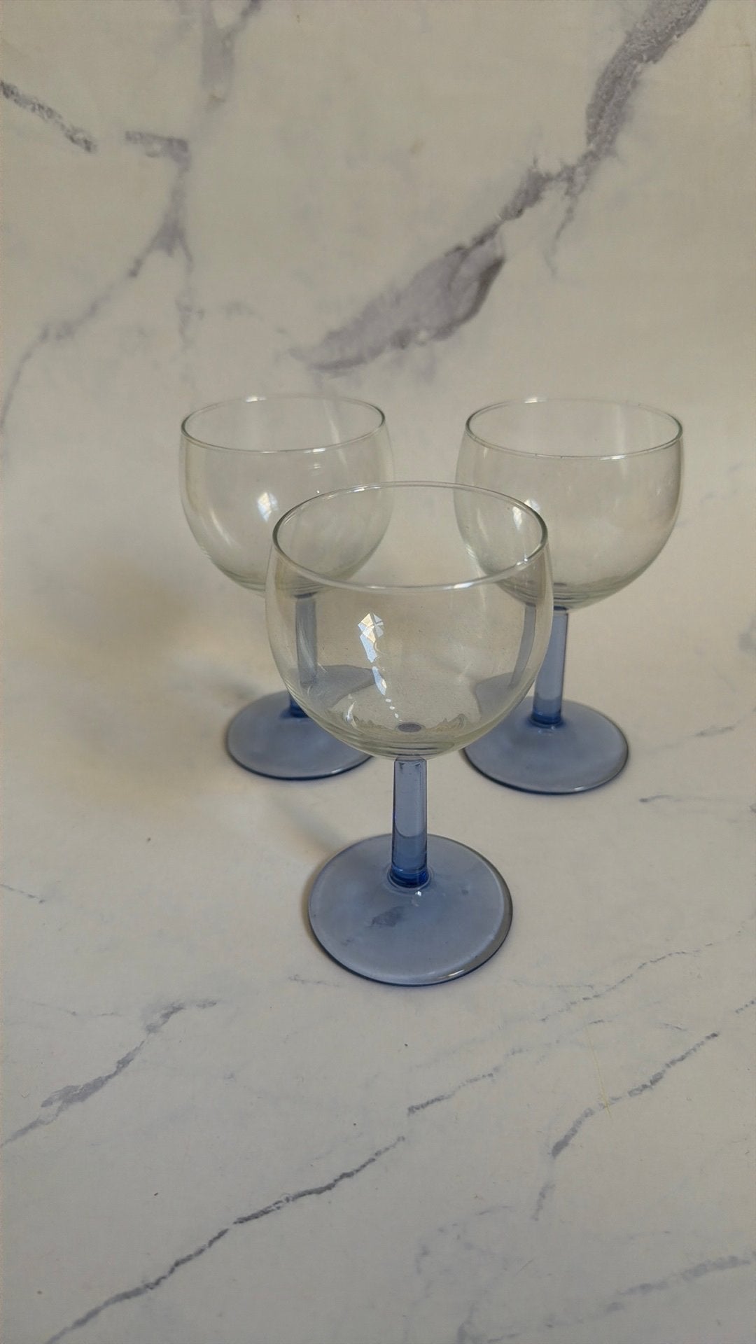 3 glazen op blauwe voet, Ophalen, Gebruikt, Overige typen