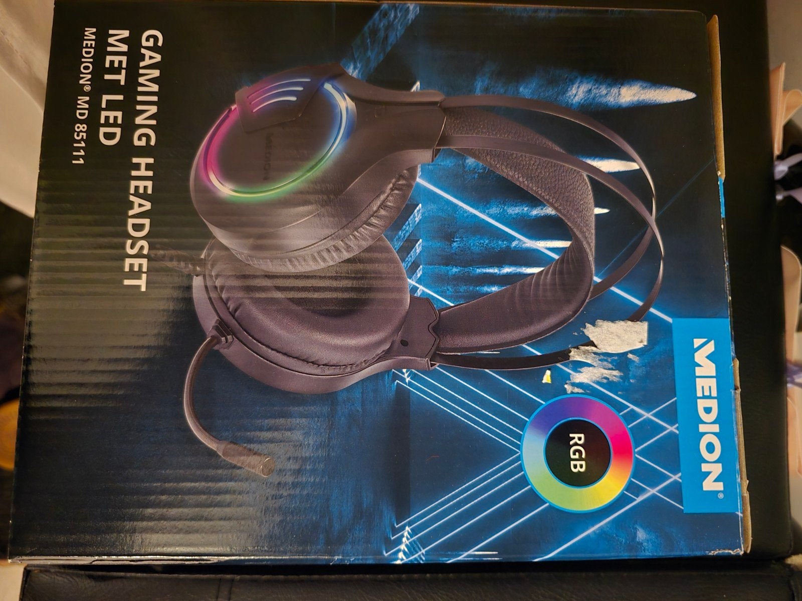 Medion Gaming Headset MD 85111 met RGB LED en microfoon, Ophalen, Gaming headset, Over-ear, Bedraad