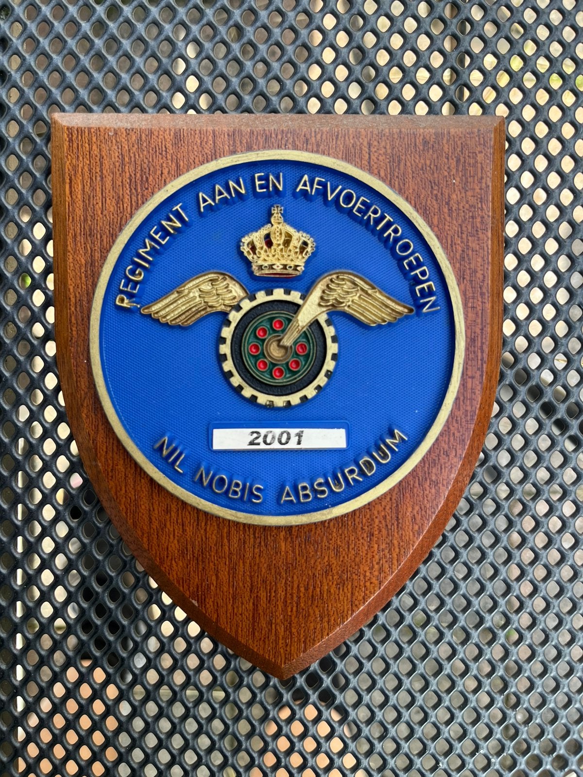 Wapenschild Regiment aan- en afvoertoepen, Ophalen of Verzenden, Landmacht, Nederland, Embleem of Badge
