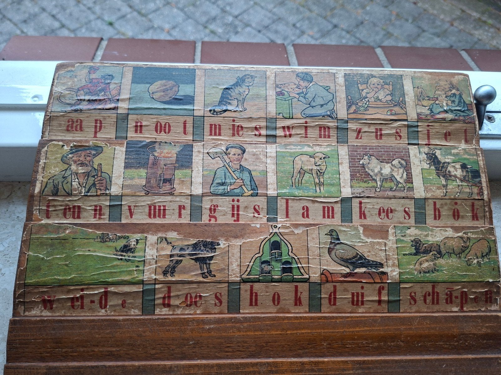 Vintage School Leesplankje met  Leesboekje (Aap Noot Mi, Ophalen of Verzenden