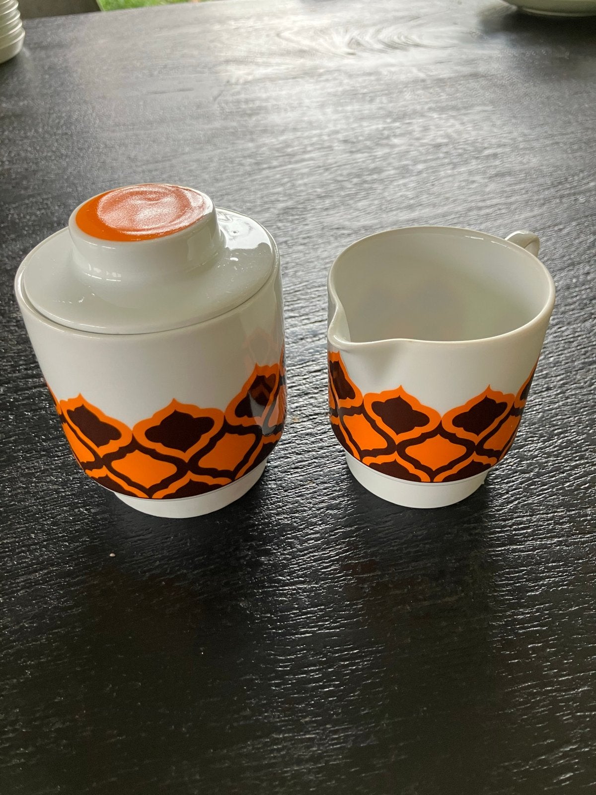 Vintage Melitta "Hamburg Towers" suikerpot en melkkan, Ophalen