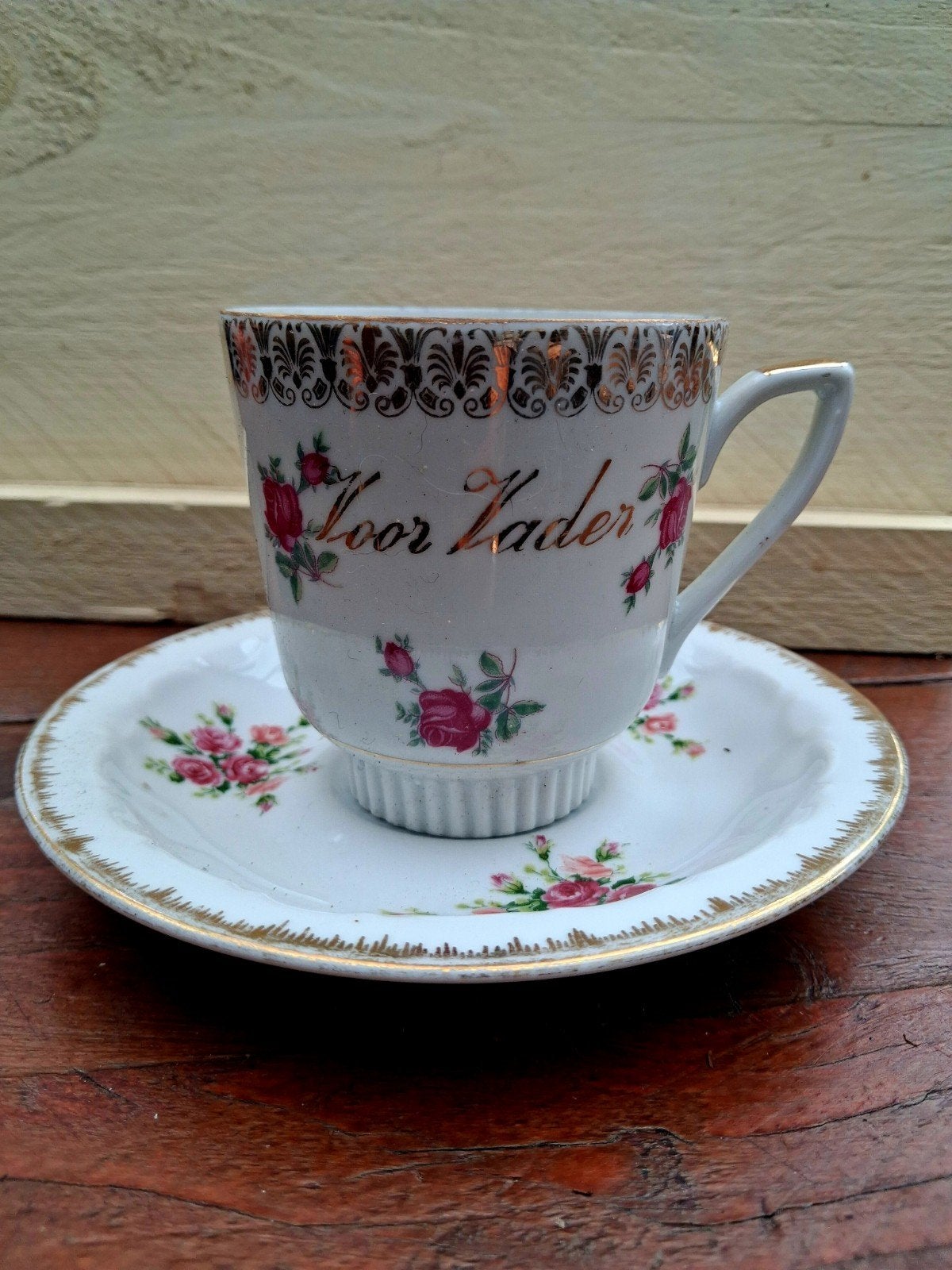 Vintage Kronester Bavaria kop en schotel - "Voor Vader", Ophalen of Verzenden