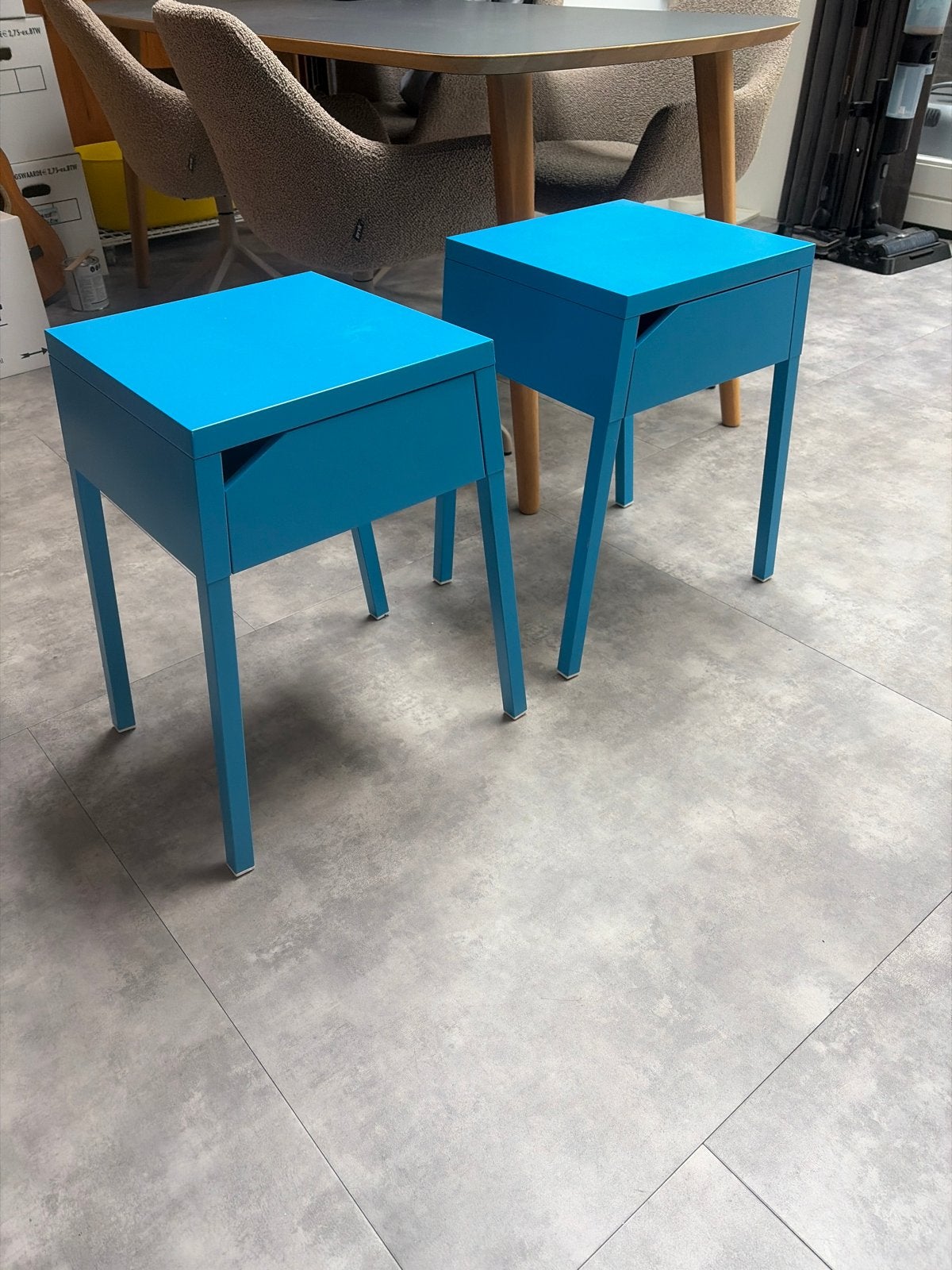 Vintage IKEA Nachtkastjes - Blauw (Special Design Collectie), Ophalen, Gebruikt, Minder dan 45 cm, 55 tot 70 cm