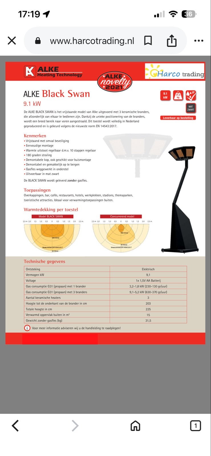 Terrasverwarmer-terrasheater, Ophalen of Verzenden, Nieuw, Gas, Vloer
