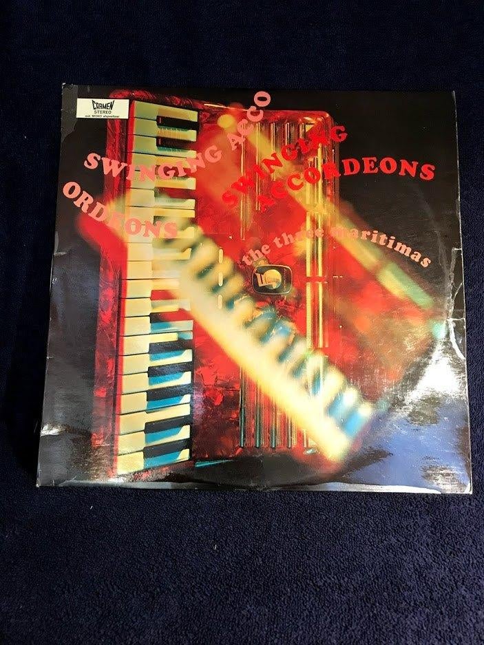 LP : Swinging Accordeons – The Three Maritimas., Beschermende buitenhoes, Ophalen of Verzenden, Gebruikt, 12 inch