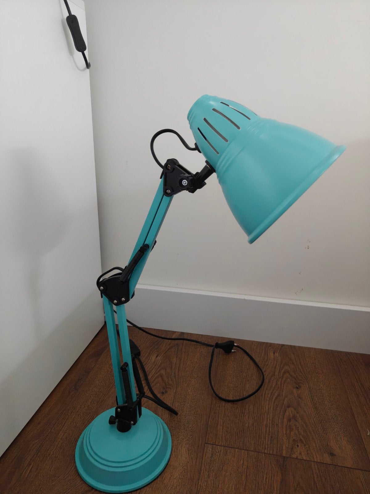 Verstelbare Bureaulamp - Turquoise Metaal, Ophalen, Bureaulamp, Gebruikt, Overige merken