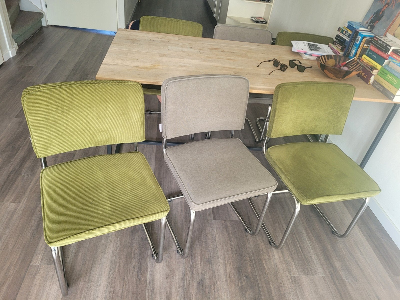 Enkel 2 grijze over! Zuiver Ridge eetkamerstoelen, Ophalen, Gebruikt, Stof, Grijs