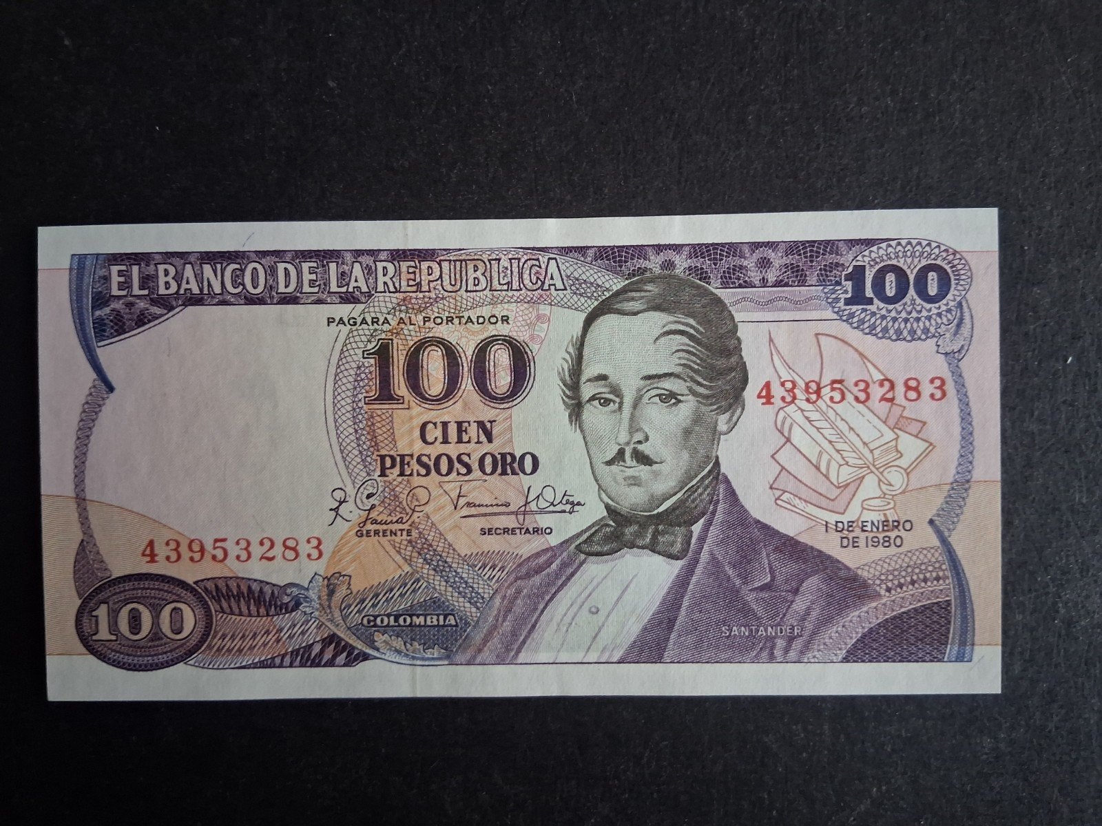 100 pesos Colombia unc 1980, Ophalen of Verzenden, Zuid-Amerika, Los biljet