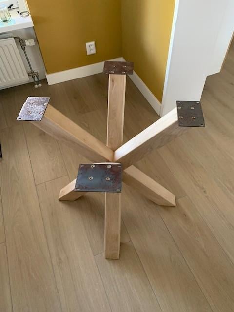 Moderne whitewash eiken sterpoot, Huis en Inrichting, Tafels | Eettafels, Ophalen, 100 tot 150 cm, 50 tot 100 cm, Zo goed als nieuw