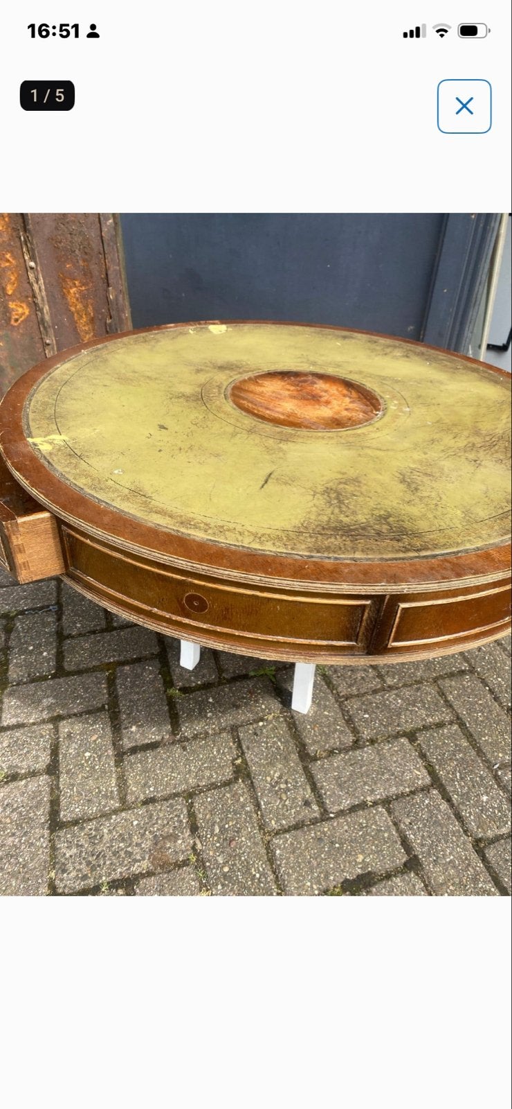 Antieke ronde tafel met lade zonder onder stel, Antiek en Kunst, Ophalen