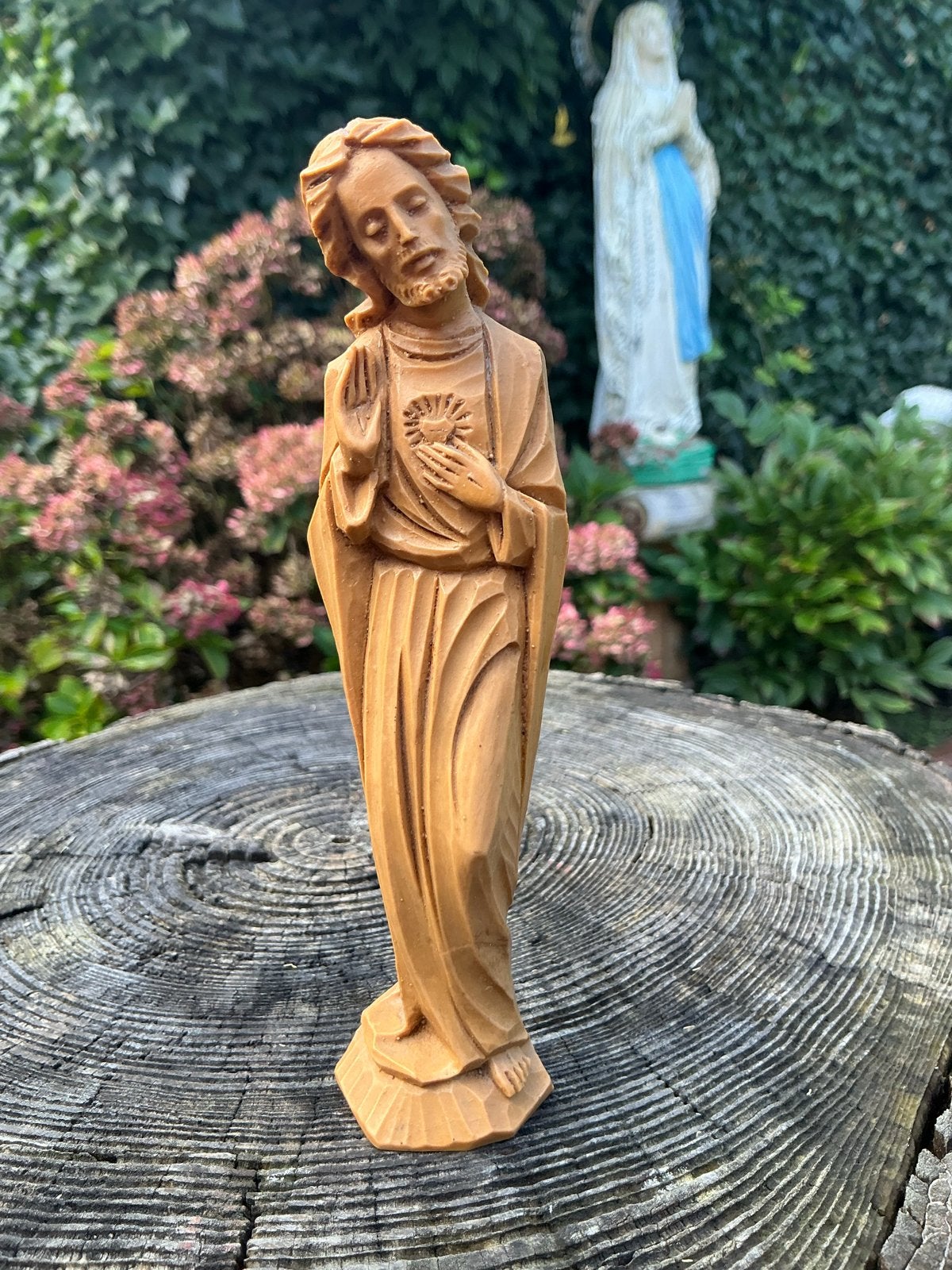 Oud houten Heilige beeldje ❤️ Jezus heilig Hart, Antiek en Kunst, Ophalen of Verzenden