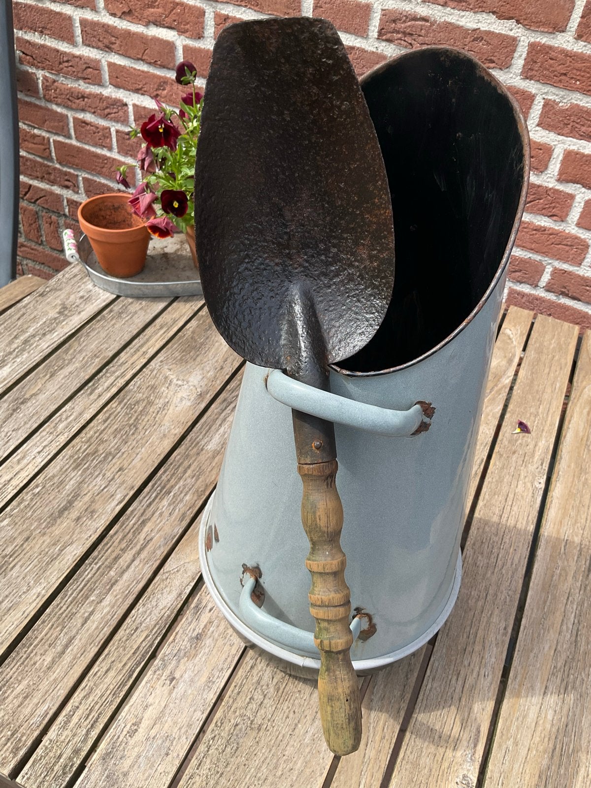 Antieke kolenkit met schep - Vintage decoratie, Ophalen of Verzenden