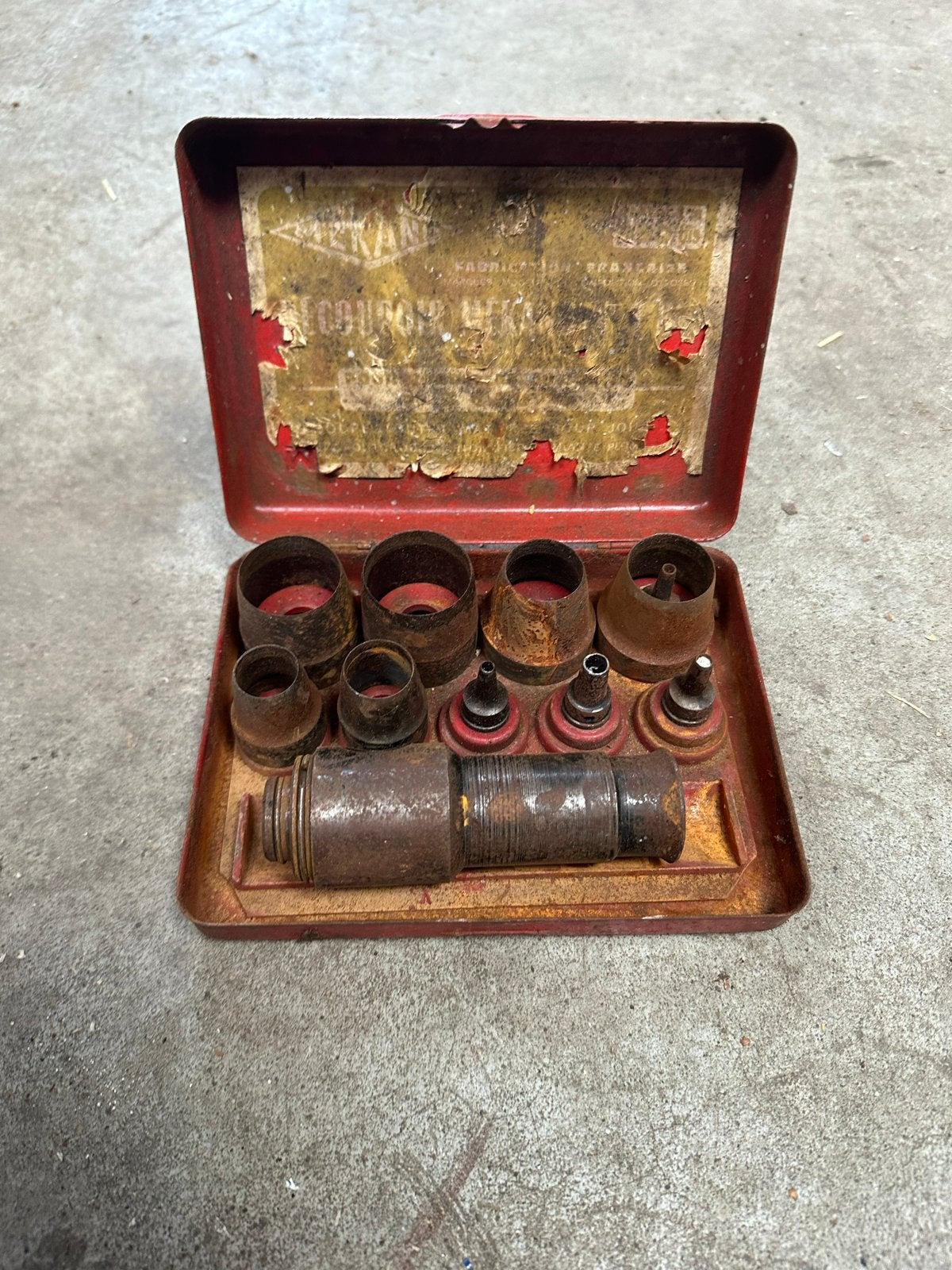 Vintage MEKANO France Gereedschapset in Metalen Doos, Ophalen of Verzenden