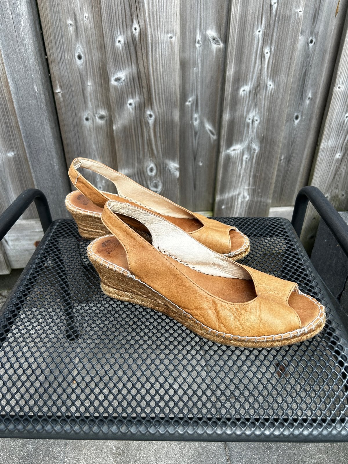 Fred de la Bretoniere Espadrilles met sleehak mt 41 cognac, Ophalen of Verzenden, Zo goed als nieuw, Bruin, Espadrilles of Moccasins