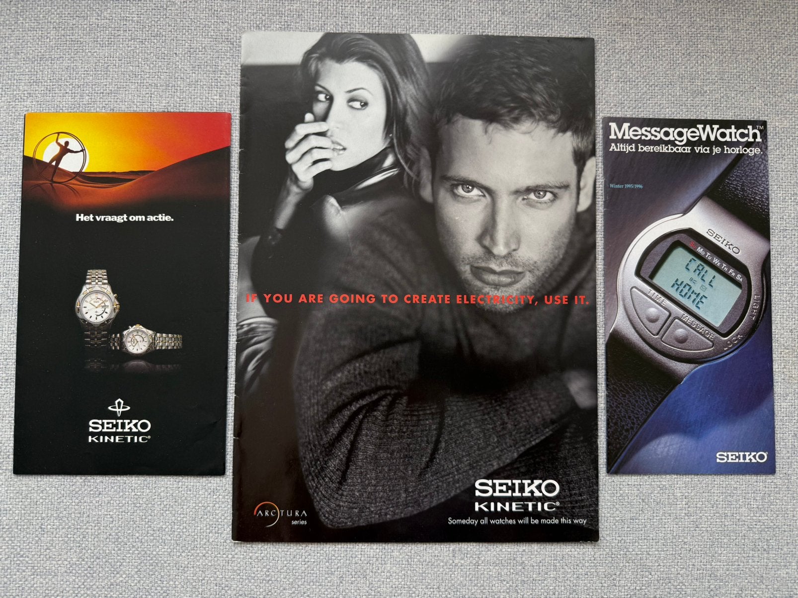 Folders Seiko Kinetic en Message Watch MessageWatch jaren 90, Polshorloge, Overige materialen, Ophalen of Verzenden, Zo goed als nieuw
