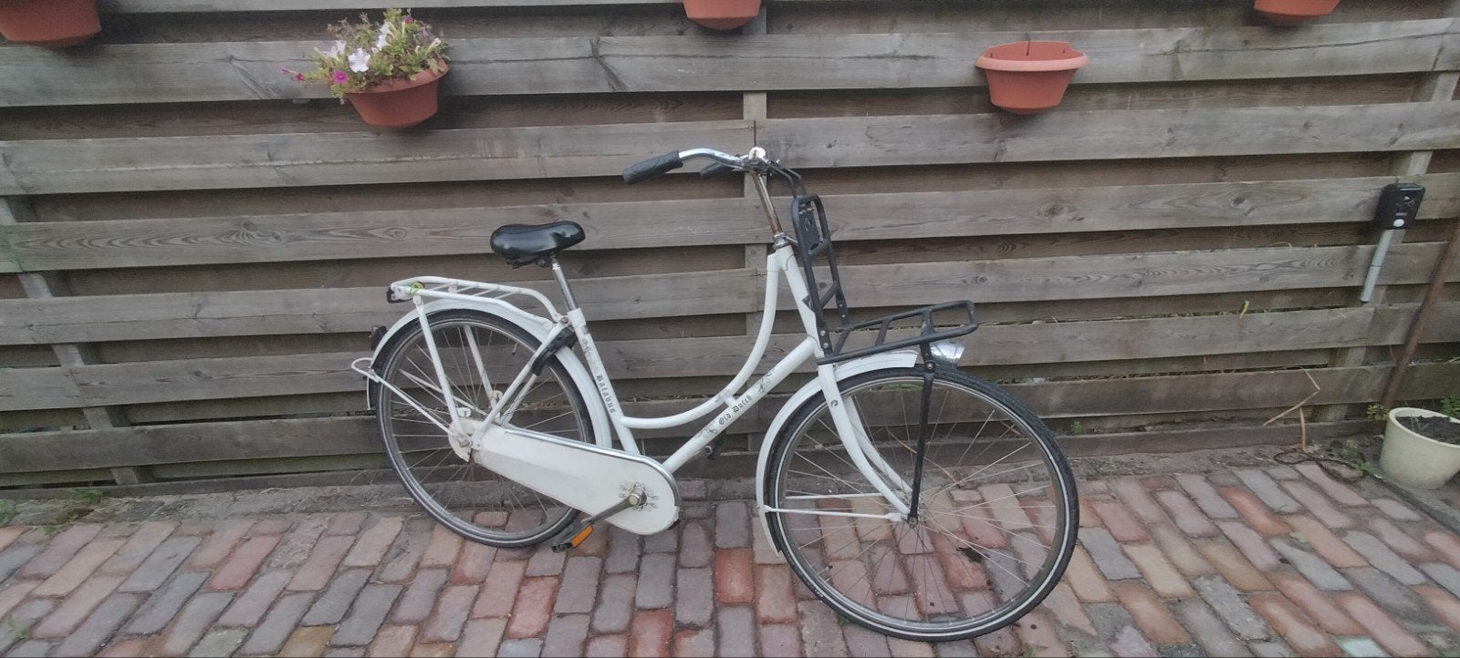 Oma Damesfiets met voordrager - Wit, Gebruikt, Velgrem, 50 tot 53 cm, Ophalen