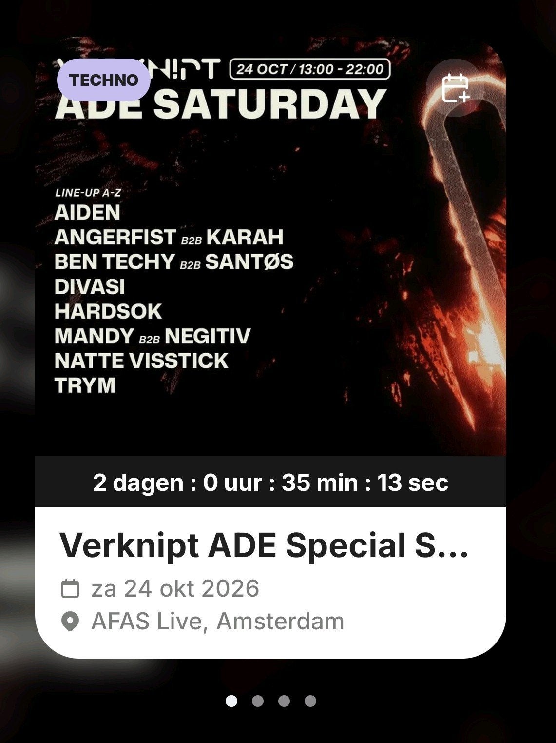 Verknipt ADE special Saturday, Tickets en Kaartjes, Eén persoon