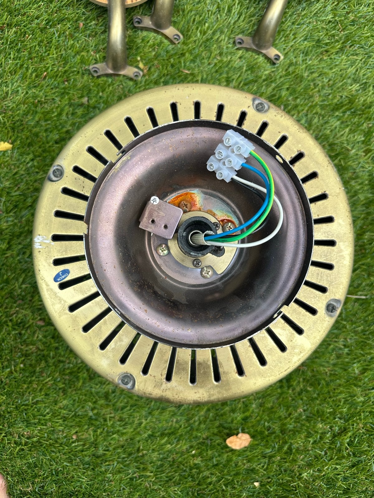 Vintage Plafondventilator met Houten Bladen, Ophalen of Verzenden, Gebruikt