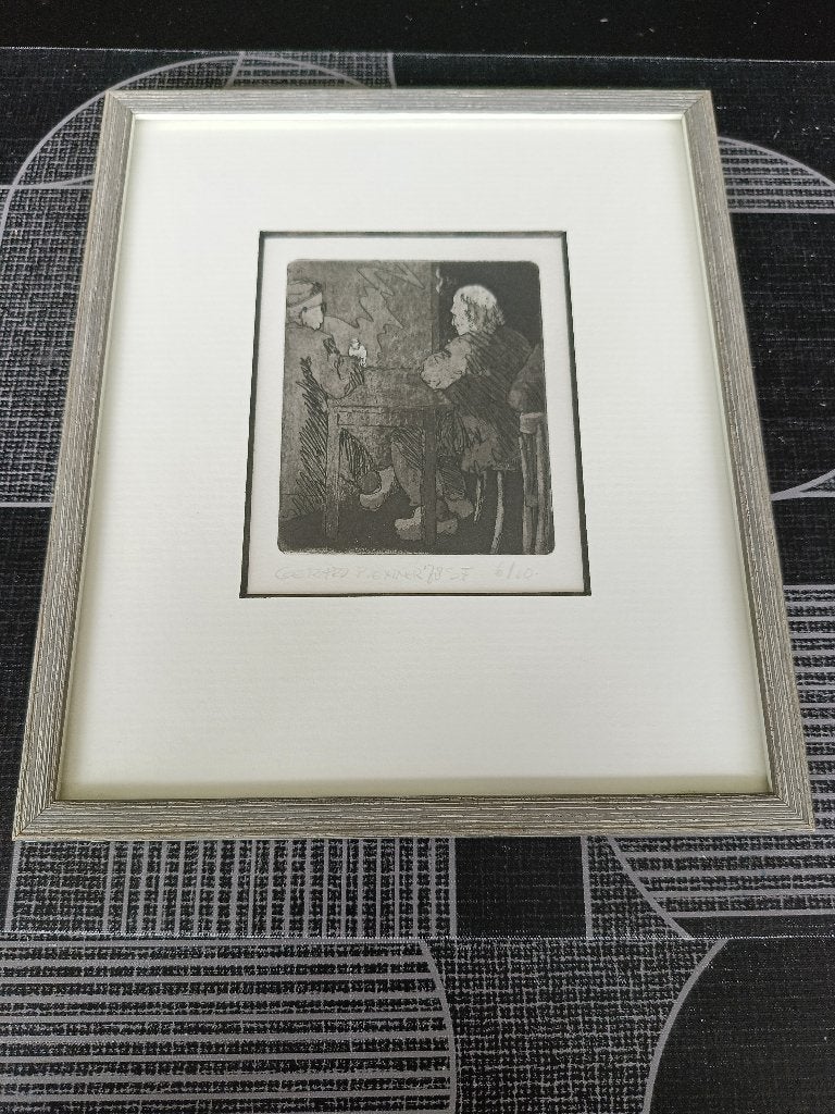 Sfeervolle ets uit 1978 Gerard Penninx (6/10) vintage antiek, 1950 - 1999, Ophalen of Verzenden, 24 cm, 20 cm