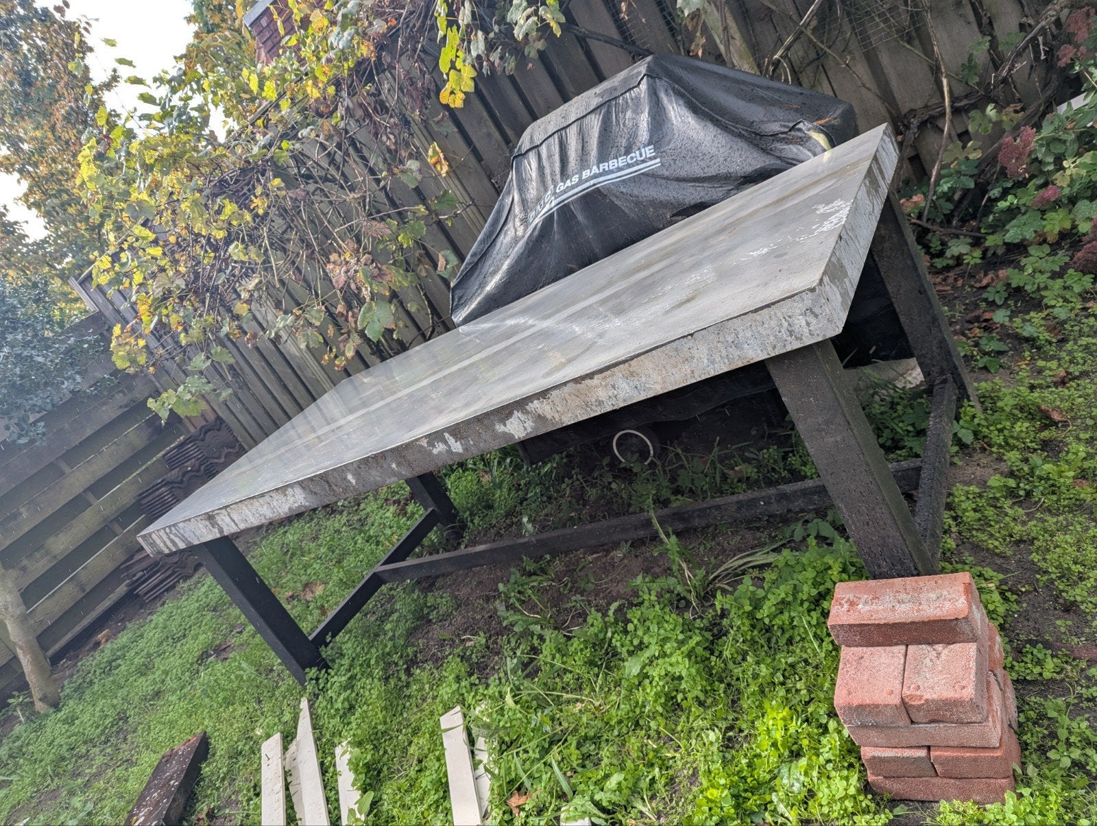 Robuuste tafel, Tuin en Terras, Ophalen, Gebruikt, Rechthoekig, Metaal