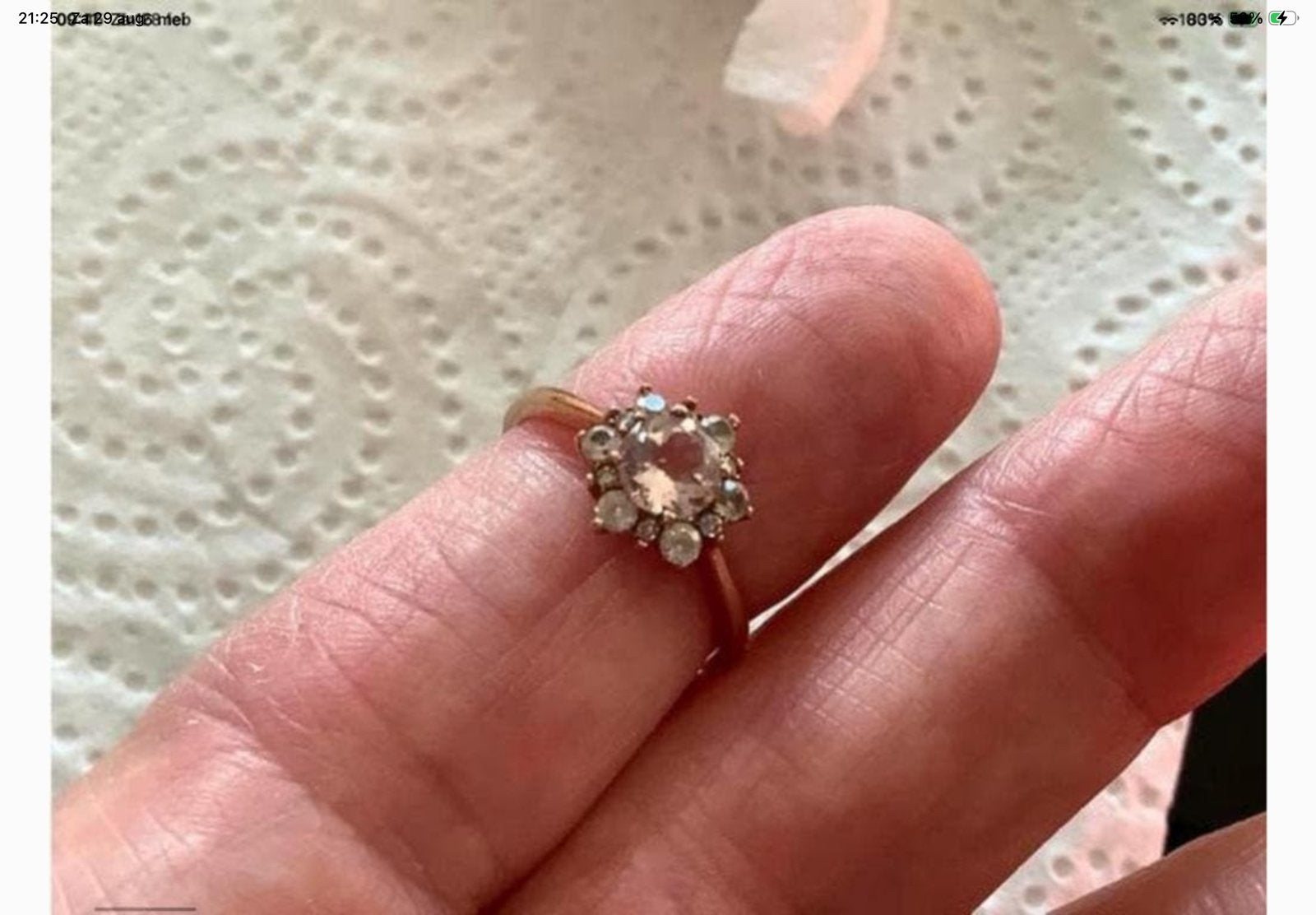 Vintage gouden ring Morganiten en Roosdiamanten 9 k goud, Sieraden, Tassen en Uiterlijk, Ringen, Verzenden, Met edelsteen, Dame