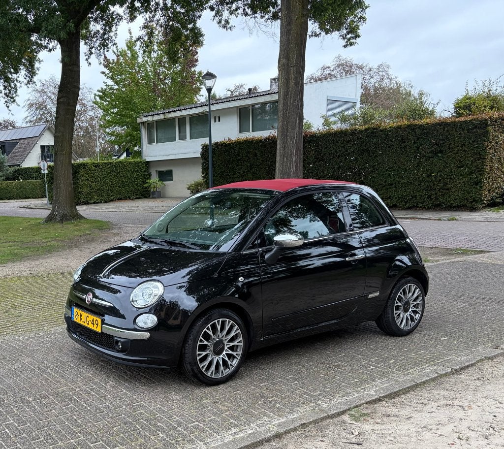 Fiat 500C Twinair Turbo 85pk 2013 Zwart, Auto's, Dealer onderhouden, Cabriolet, Zwart, Leder