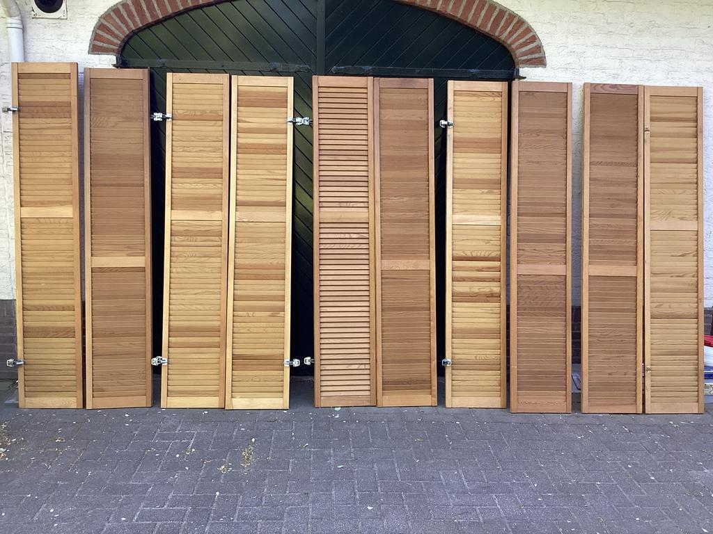 10 Louvre kastdeuren - 200x37x2,7 cm - Hout, Ophalen, Gebruikt, Minder dan 80 cm, Overige typen