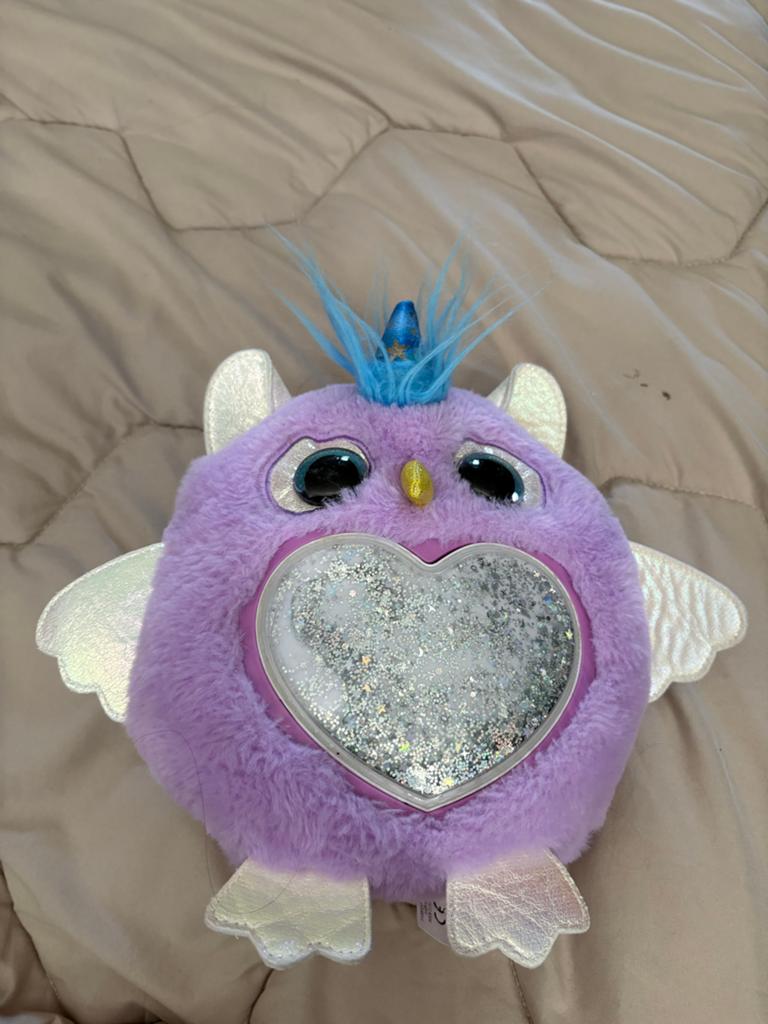 Rainbowcorn knuffel met glitterhart, Paars, Overige karakters, Ophalen of Verzenden, Zo goed als nieuw